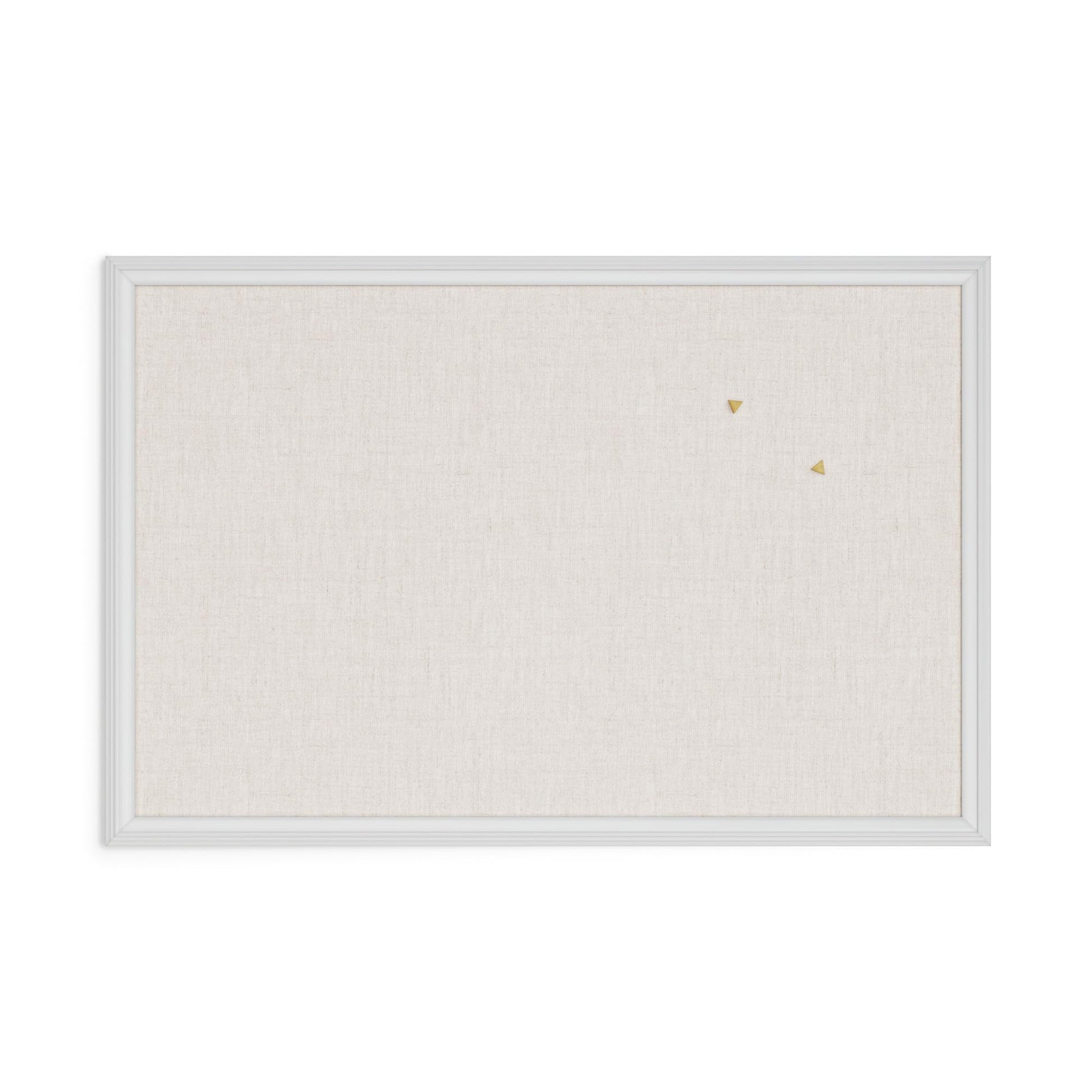 U Brands Farmhouse Linen Bulletin Board, 30"x20", White Wood Style Frame, Includes Push Pins