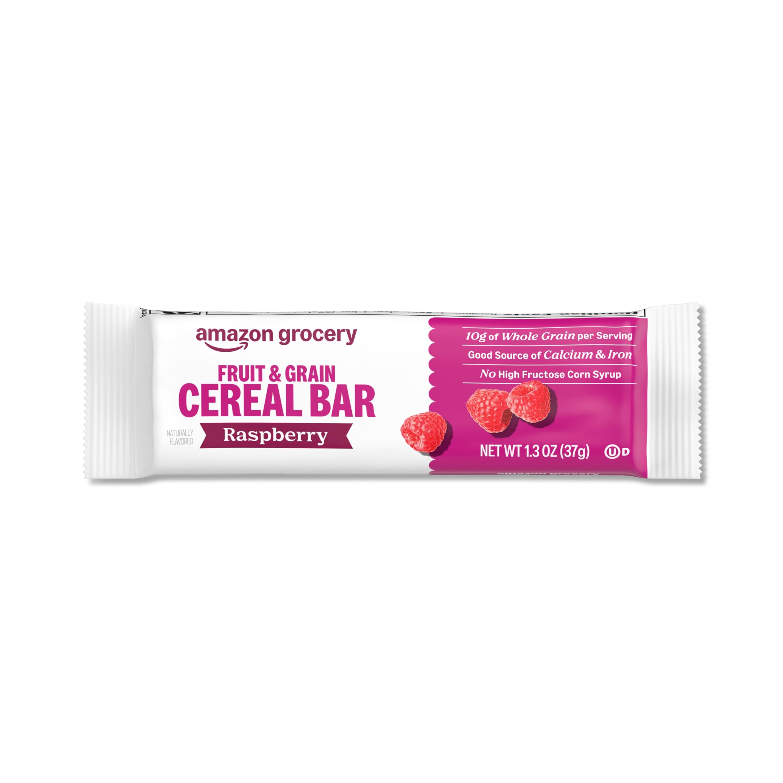Amazon Grocery, Fruit & Grain Cereal Bars, Raspberry, 1.3 Oz, 8 Ct (Previously Happy Belly, Packaging May Vary)