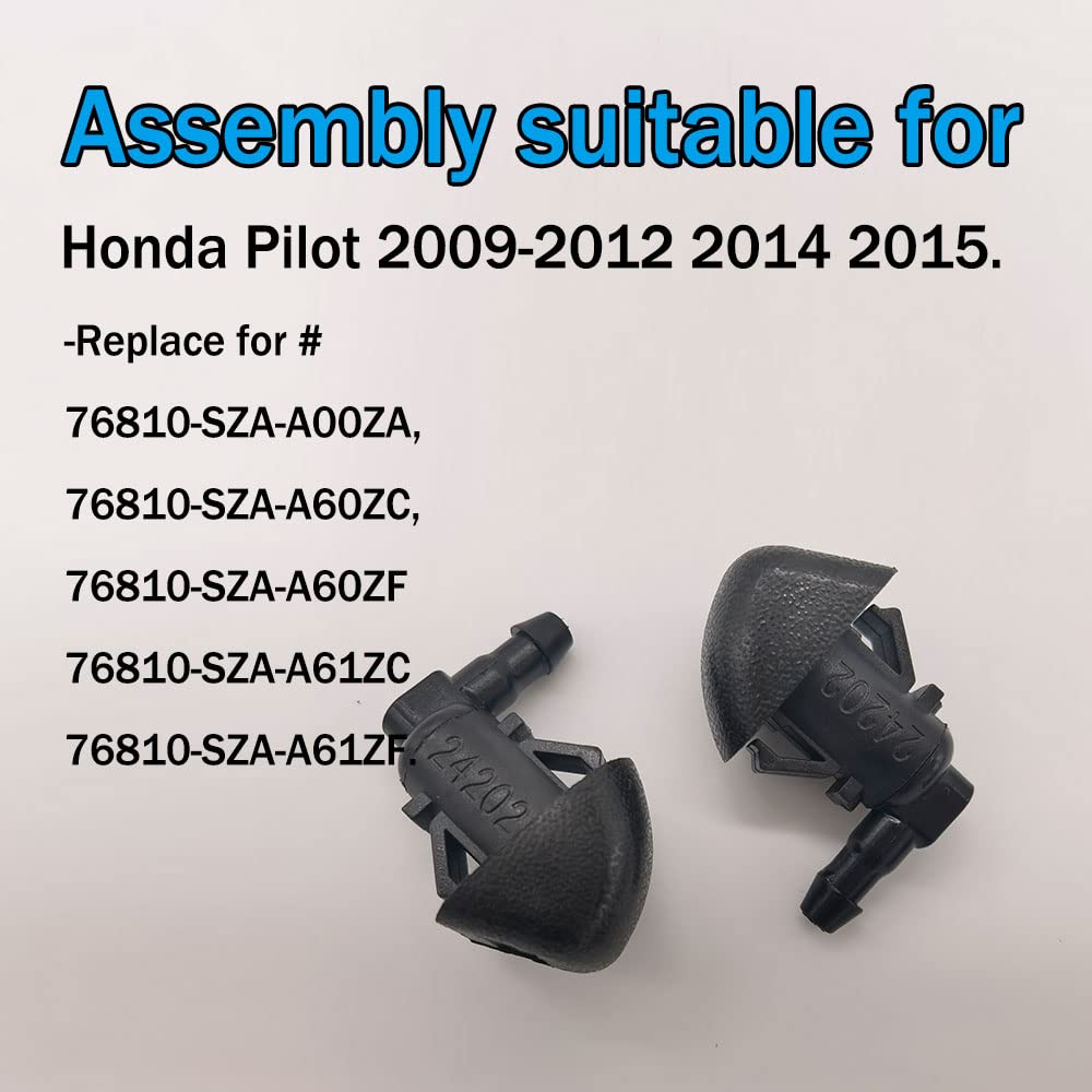 Windshield Washer Nozzles Kit, Front Windshield Spray Nozzles Wiper Spray Washer Jet and Fluid Hose with Connectors for Honda Pilot 2009-2012 2014 2015, Replaces OEM # 76810-SZA-A01ZA