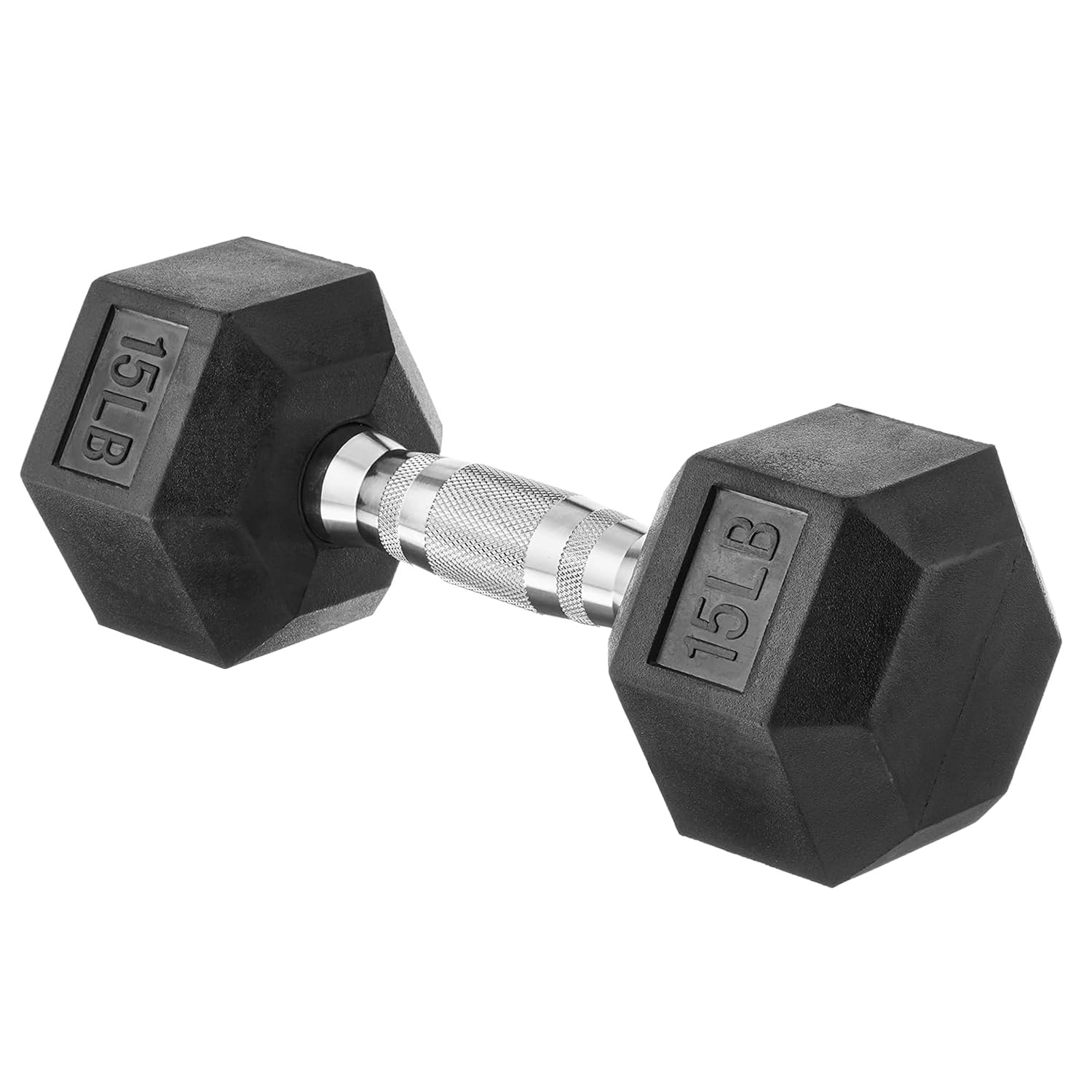 Amazon Basics Rubber Hex Dumbbell Hand Weight, 30 pound, Single, Black