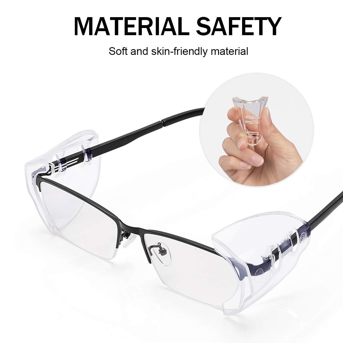 MELASA 2 Pairs Side Shields for Prescription Glasses, Safety Glasses Eye Protection, Slip on Fits Most Small to Large Eyeglasses
