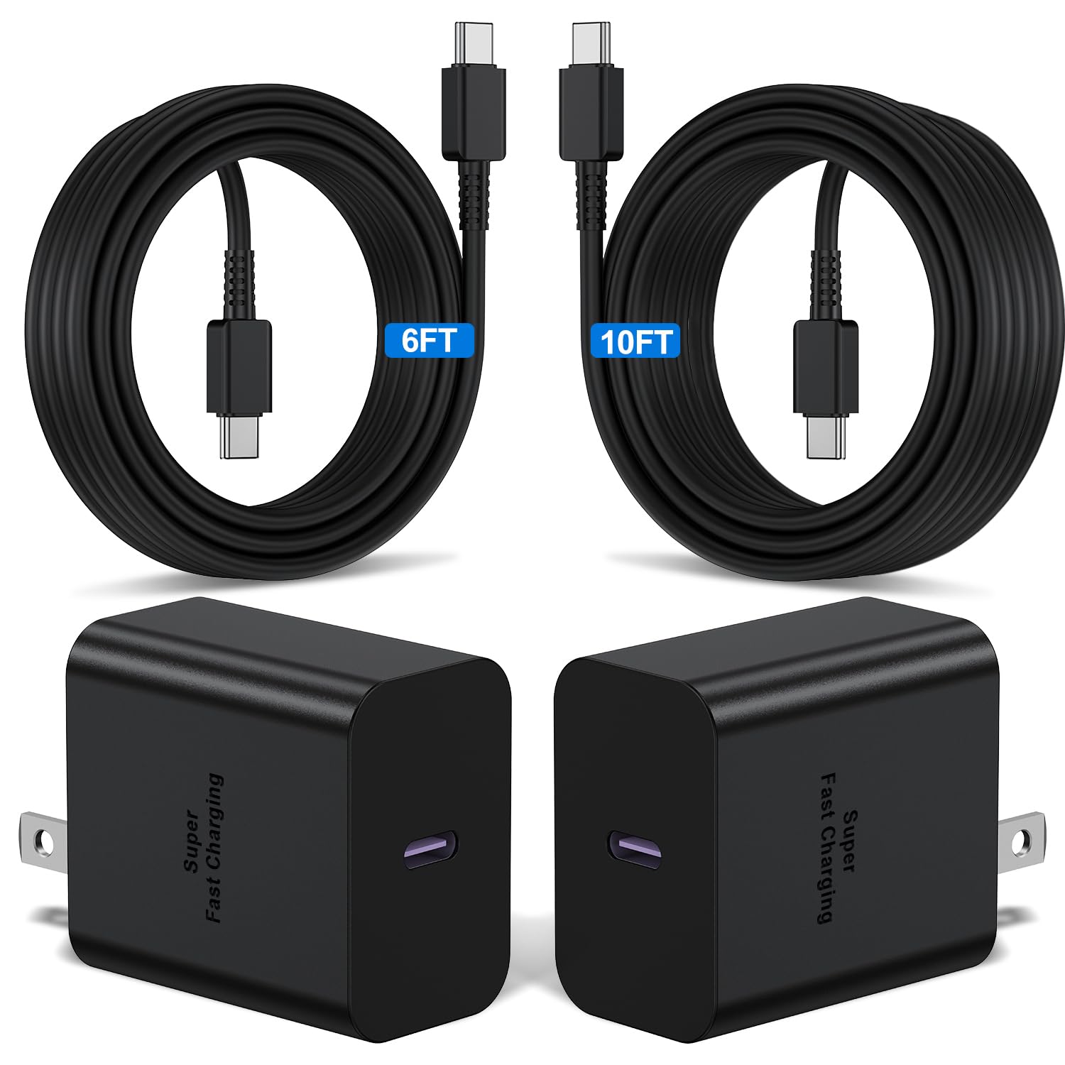 2Pack 45W Super Fast Charger Type C 10ft, USB C Wall Charging and Long Android Phone Charger Cable Cord for Samsung Galaxy S24 Ultra/S24 Plus/S24+/S23 Ultra/S23+/S22 Ultra/S22 Plus/S21/Note 20/Note10+