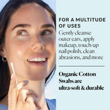 Sky Organics - Organic Cotton Swabs, 500 ct. - Ultra Soft Tips - Strong & Durable - Hypoallergenic - Chlorine Free - Sustainable - with Ebook - Natural, Vegan & Cruelty Free - Skin Care & Self Care