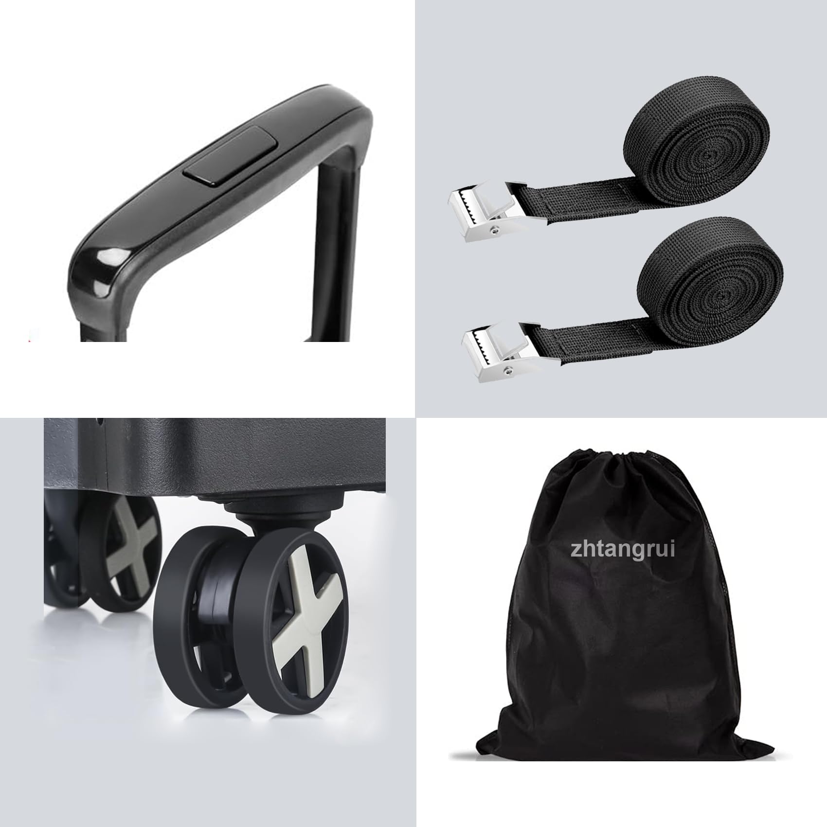 Car Seat Dolly for Airport - CarSeat Roller Cart Wheels for Airplane - Car Seat Travel Cart Carrier with Straps Trolley Foldable Luggage Trolley (Black)