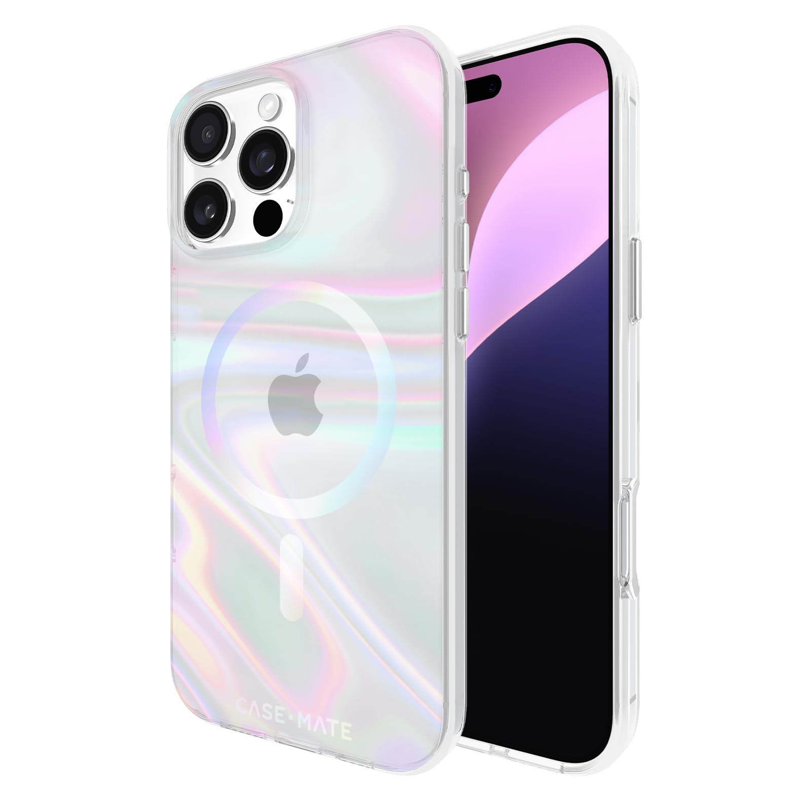 Case-Mate iPhone 16 Pro Max Case [Compatible with MagSafe] - Iridescent Liquid Glitter Phone Case with 12ft Drop Protection - Premium Magnetic Cover for iPhone 16 Pro Max - Soap Bubble Waterfall
