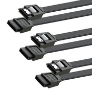 Mbiydeg SATA Cable III for SSD HDD Data,3 PCS 6Gbps Straight Angle 15 Inch Sata Data Cable Compatible for SATA Hard Drive CD Driver, CD Writer,Black