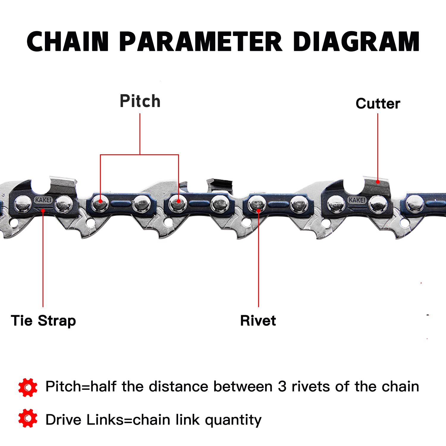 KAKEI Stihl Chainsaw Chain 16 Inch 3/8" LP Pitch .043" Gauge 55 Drive Links- 61PMM3 55 Fits Stihl MS170, MS171, MS180c - 36100050055, R55 (1 Chain)