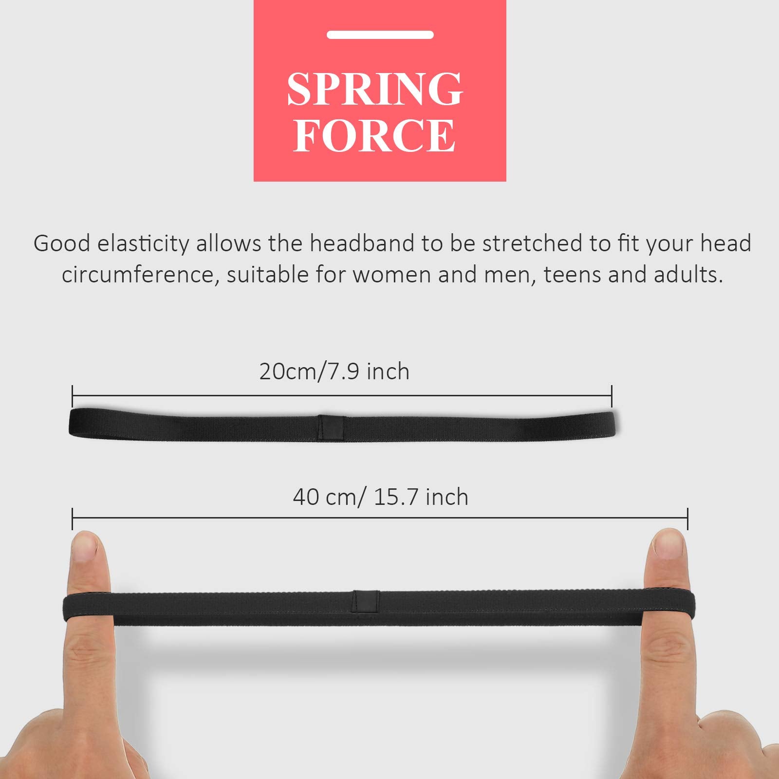 4 Pieces Thick Non-Slip Elastic Sport Headbands Hair Headbands for Women and Men (Black)