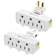 [UL Listed] Cable Matters 2-Pack 3 Outlet Grounded 180 Degree Swivel Wall Tap in White, (Swivel Outlet, 3 Plug Outlet Adapter, Multi Plug Outlet, Outlet Extender)