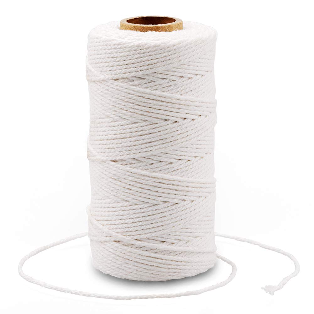 G2PLUS White String, Cotton Bakers Twine，328 Feet 2MM Natural White Cotton String for Crafts, Gift Wrapping Twine, Home Decor, Gift Packaging