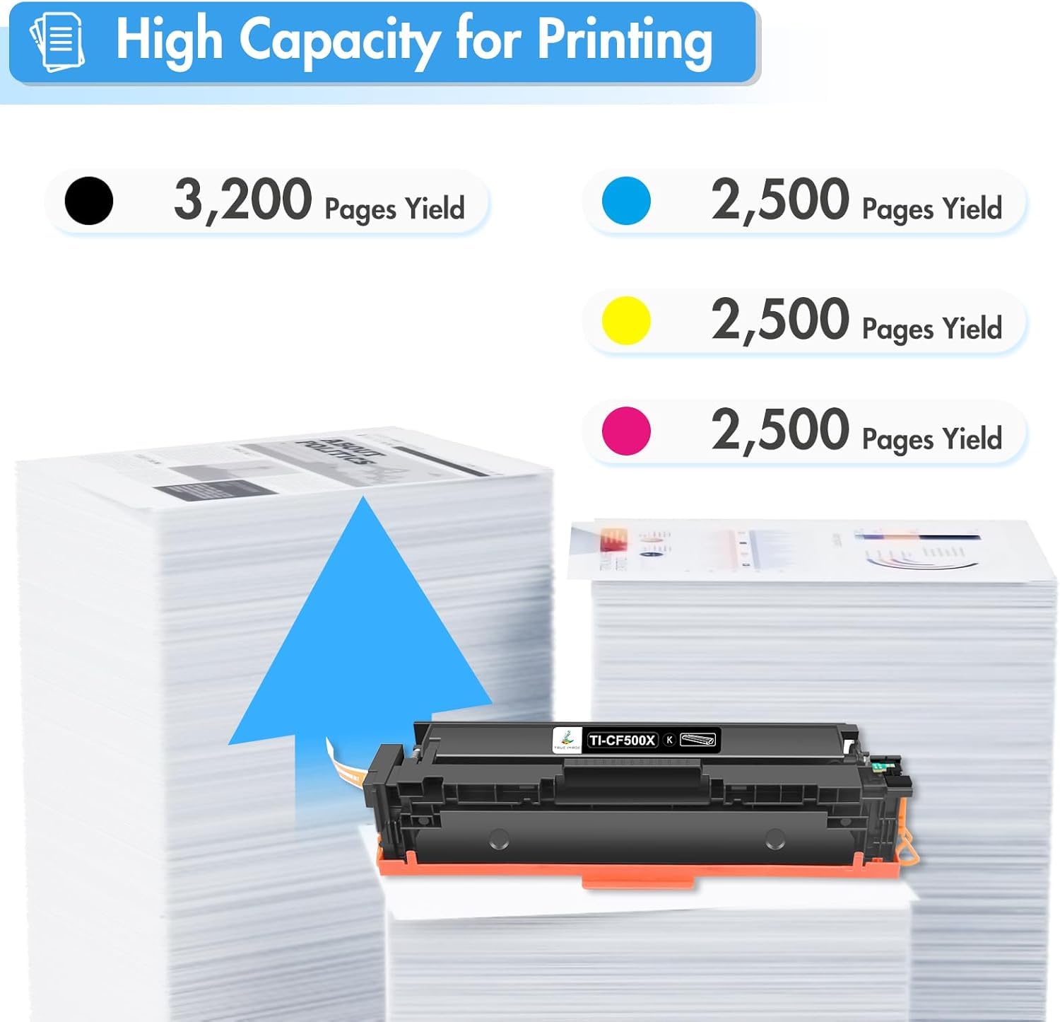 TRUE IMAGE Compatible Toner Cartridge Replacement for HP 202X CF500X CF500A 202A Color Laserjet Pro MFP M281fdw M281cdw M254dw M281fdn 281fdw M254 M281 Toner Printer (Black Cyan Yellow Magenta 4 Pack)
