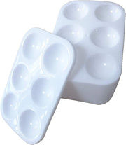 24 Pieces White Paint Plastic Palettes 6 Well Rectangular Watercolor Oil Palette Painting Tray Artist Craft Palettes