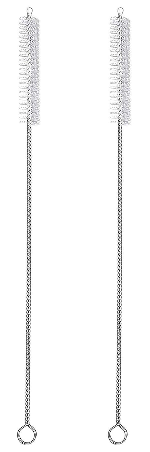 2 Drinking Straw Cleaning Brush LONG - Bristle Cleaner for Stainless Steel Drink Straws Heavy Duty Brushes For Washing Glass Silicone Metal Straws Tea Pot Spout Mini Micro Bottle
