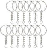 150 Pcs NANSSY 1 Inch/25mm Split Keyrings with Chain Silver Keychain Ring, Key Chains Rings Parts with Open Jump Ring and Connector.