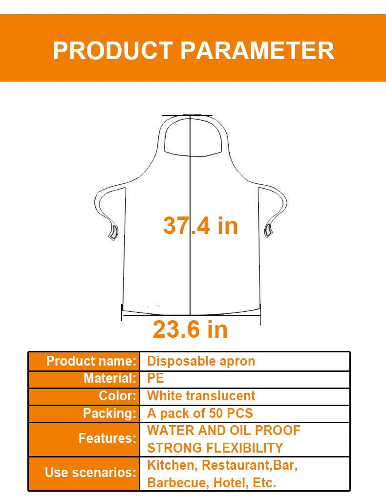 UniPleased Disposable Aprons (50 Count), Plastic apron for Painting Party, Cooking, Housework, Picnic etc.