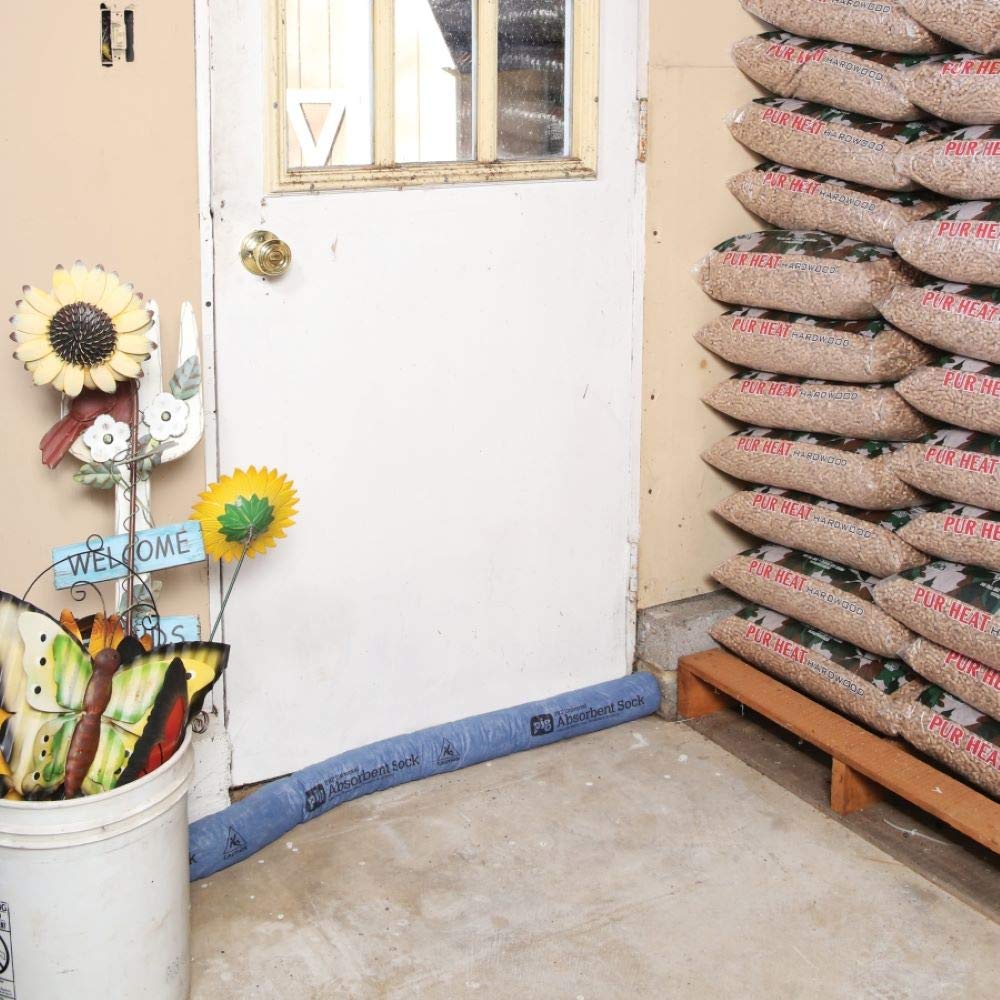 New Pig Mildew-Resistant Absorbent Sock | Water Absorbing Snake | 3" x 48" | 1-Gal Absorbency | Pack of 12 | PIG105-BL