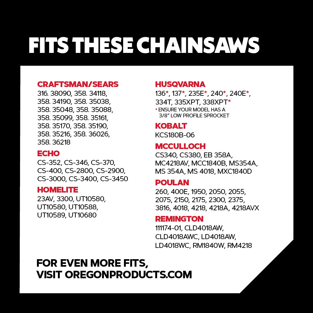Oregon S62T AdvanceCut Chainsaw Chains 2-Pack, for 18-Inch Bar, 62 Drive Links, 2x Replacement Chainsaw Blades, .050 Inch Gauge, 3/8 Inch Pitch, Fits Craftsman, Atlas, Homelite, Ryobi, Ego & More