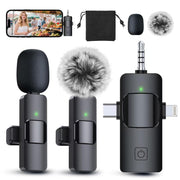 PQRQP 3 in 1 Professional Wireless Lavalier Microphone for iPhone, Android, Camera, Wireless Microphones, Mini Microphone, Crystal Clear Sound Quality for Recording, Live Streaming, YouTube, TikTok