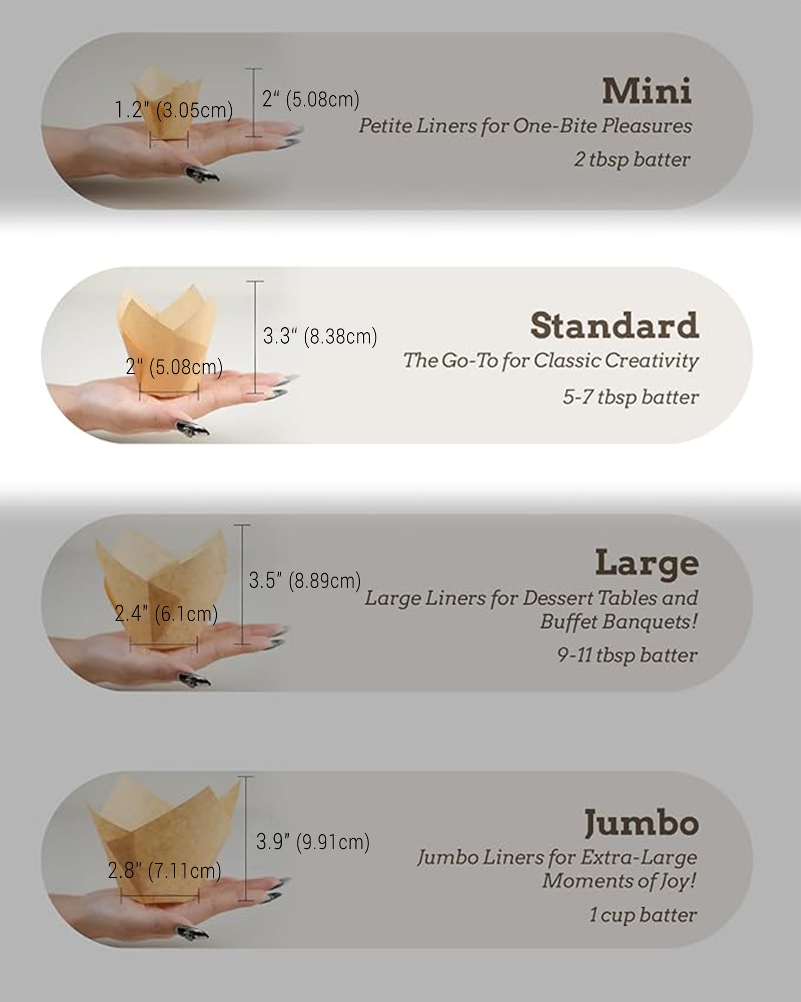 Bake Choice 200pcs Natural Tulip Cupcake Liners for Baking Cups Unbleached European Parchment paper Tulip Muffin Liners, Cupcake Wrapper for Party, Christmas