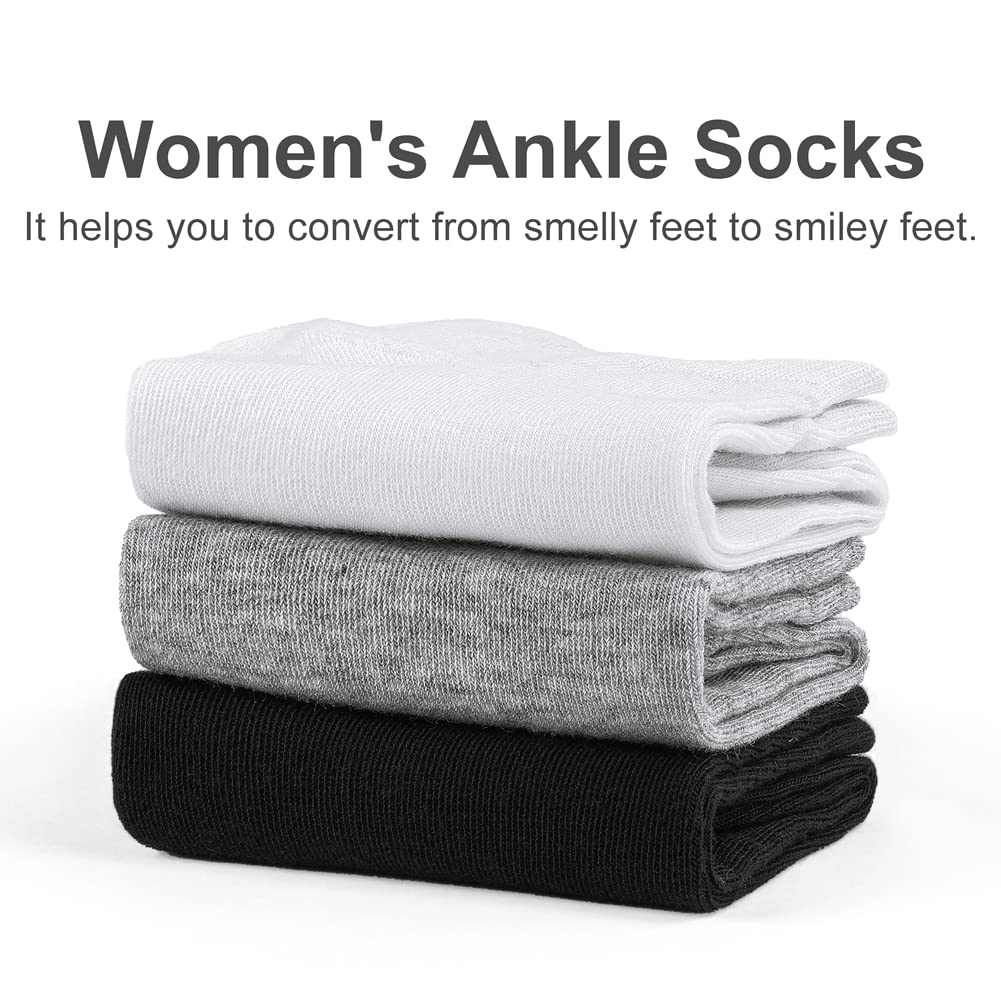 CHARMKING 8 Pairs Ankle Socks for Women - Non Slip Cotton No Show Classic Low Cut Casual Socks (White)