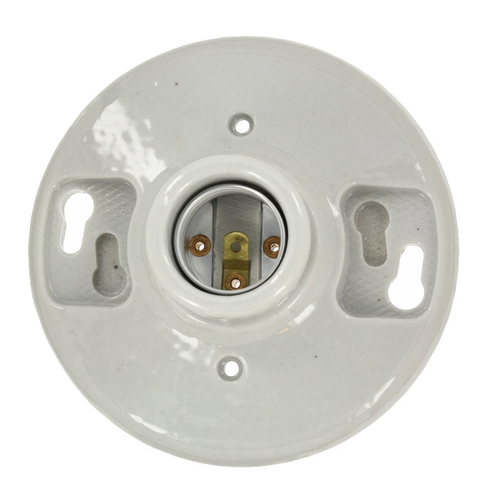 Leviton Einteiliger Glasiertporzellan-Auslassdosenhalter, Aluminium, 49875, Weiß
