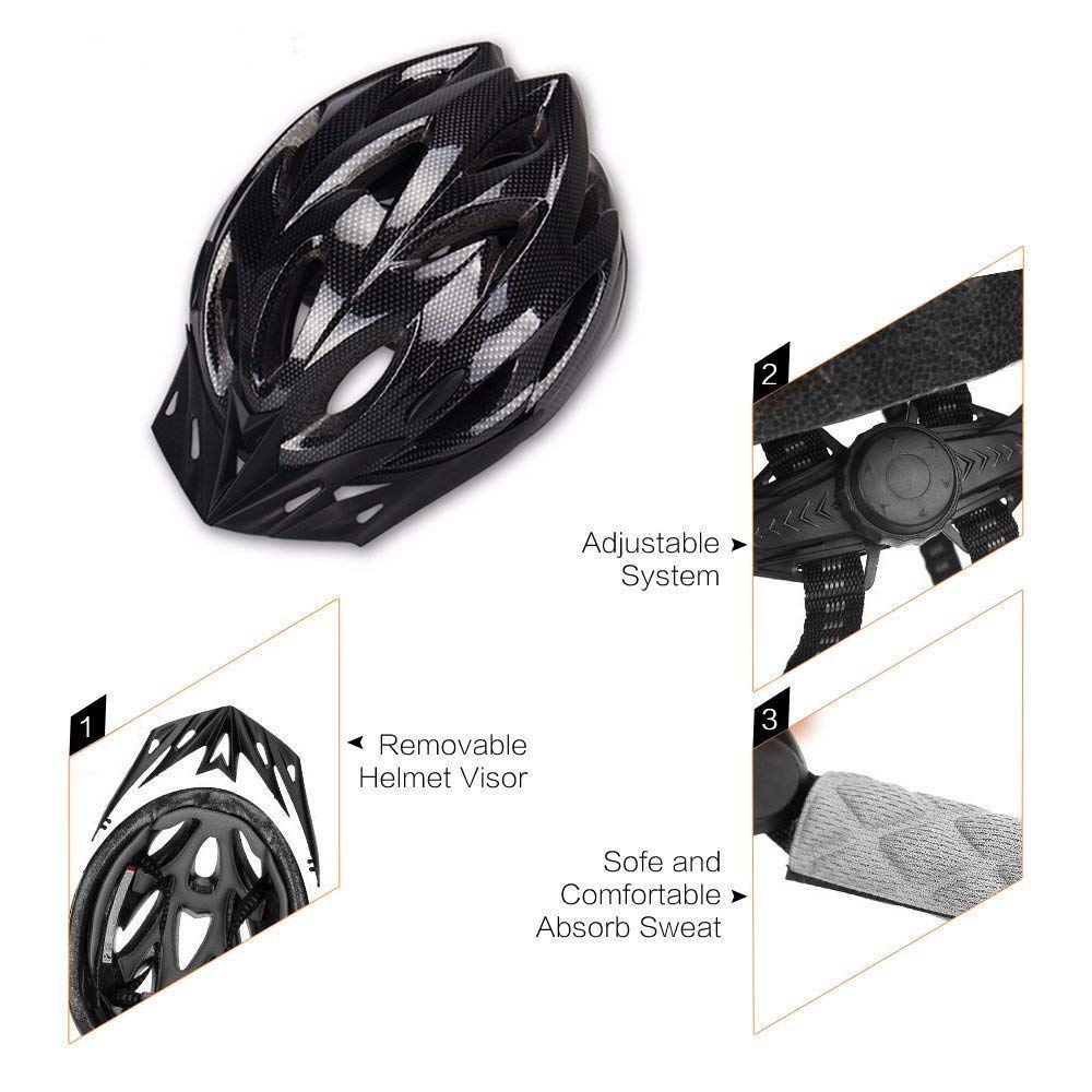 Adult Cycling Bike Helmet, Lightweight Unisex Bicycle Helmet,Premium Quality Airflow Bike Helmet (Black)