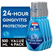 Crest Pro-Health Clean Mint Mouthwash, CPC Antigingivitis/Antiplaque Mouthwash, 500 mL (16.9 Fl Oz ), Pack of 4, Crest Mouthwash, Gingivitis Treatment