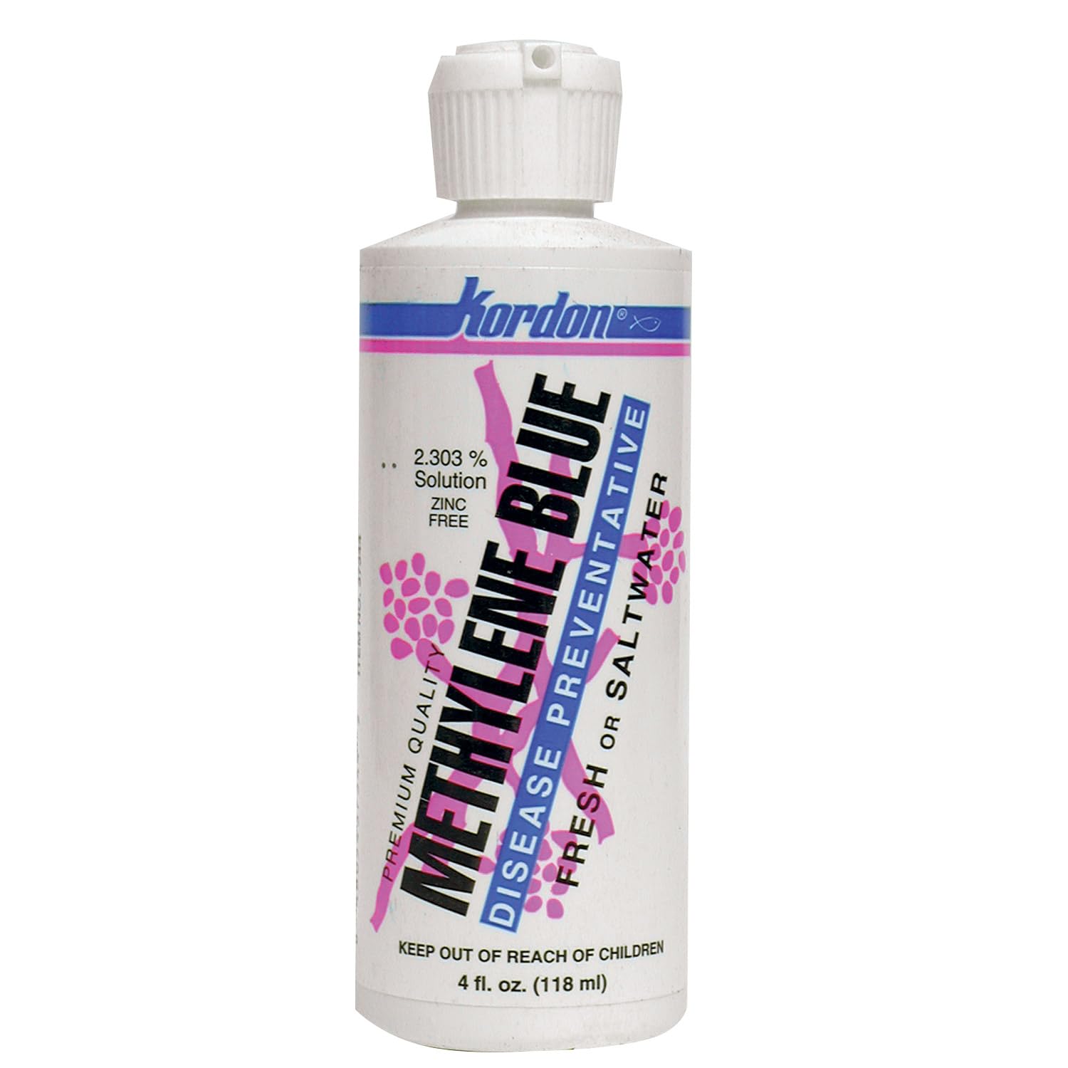 Kordon Methylene Blue Disease Preventative – Safe for Freshwater & Saltwater Aquariums, Prevents Fungal Infections & Treats Parasites, Reduces Fish Stress, 4-Ounces