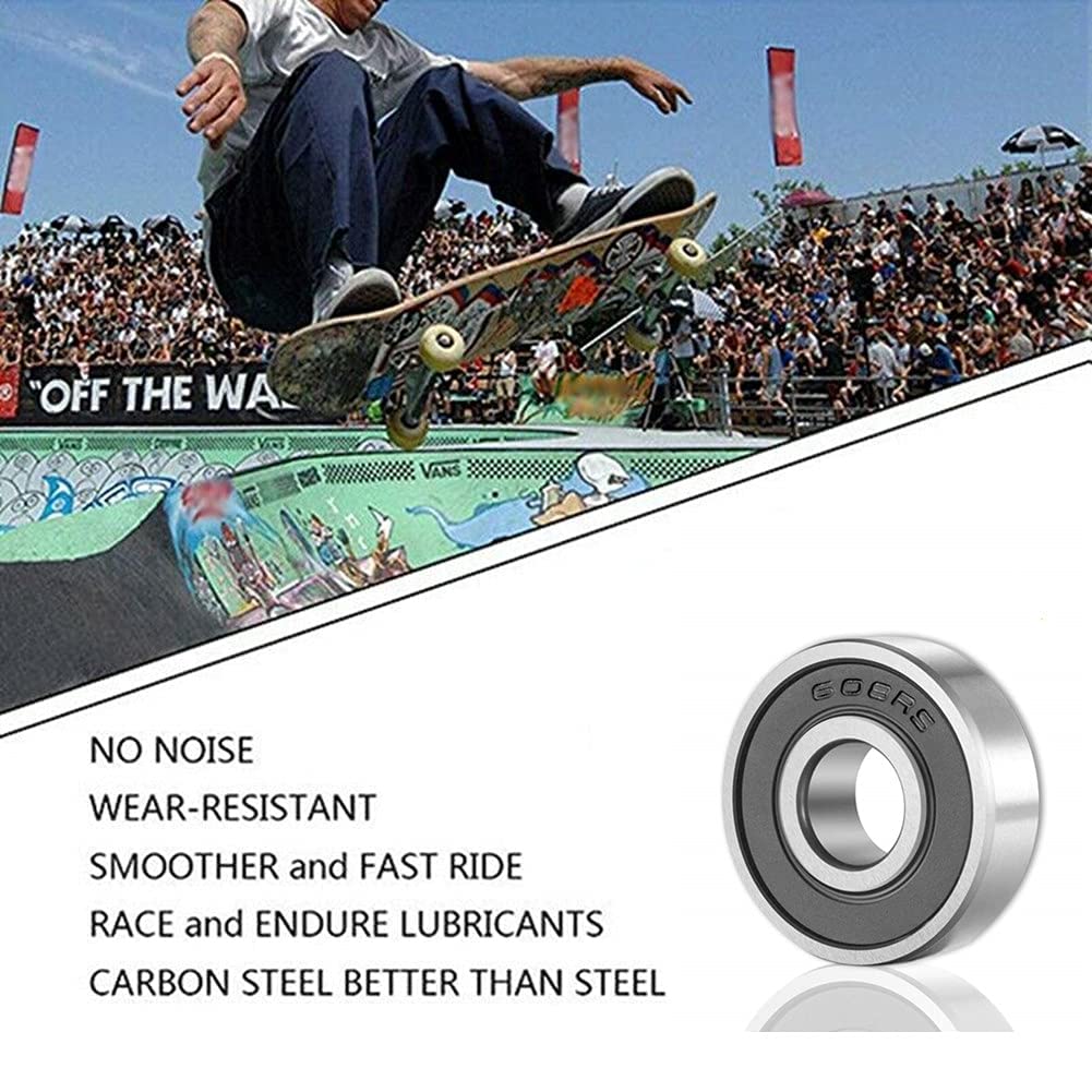 SHKI 20 Pcs 608 2RS Ball Bearings – Bearing Steel and Double Rubber Sealed Miniature Deep Groove Ball Bearings (8mm x 22mm x 7mm) (608 2RS)