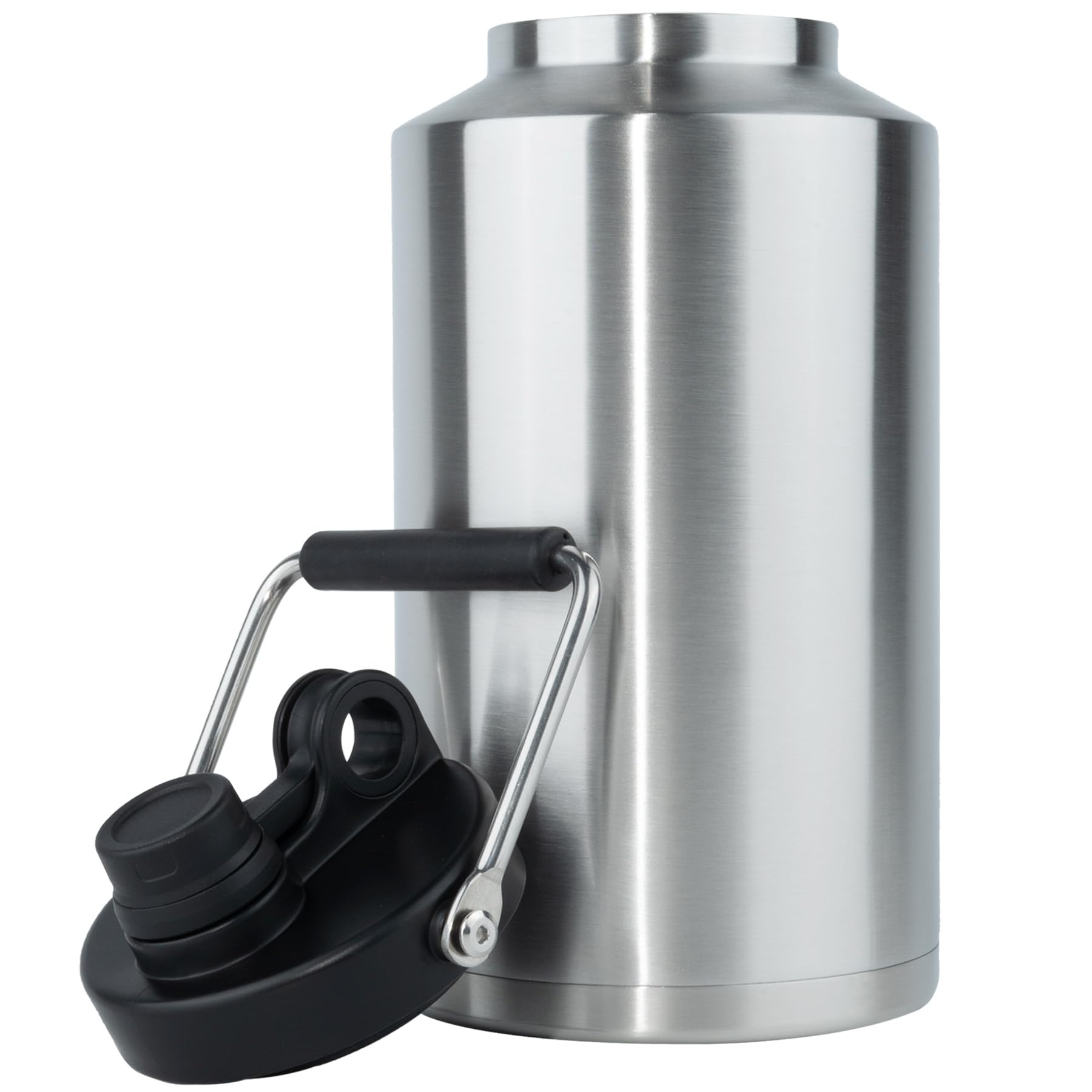Kerilyn Isolierter Gallonen-Krug mit Griff, eine Gallone, 128oz Edelstahl, große Doppelvakuum-Wasserflasche für heiße und kalte Getränke, Weithals, Schweißfest, Ideal für Reisen, Camping, Edelstahl