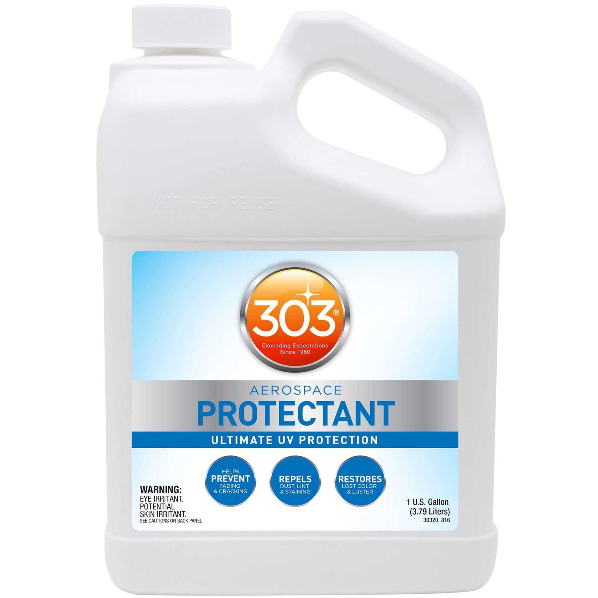 303 Products (30308CSR) UV Protectant Spray for Vinyl, Plastic, Rubber, Fiberglass, Leather & More – Dust and Dirt Repellant - Non-Toxic, Matte Finish, 16 Fl. oz., White