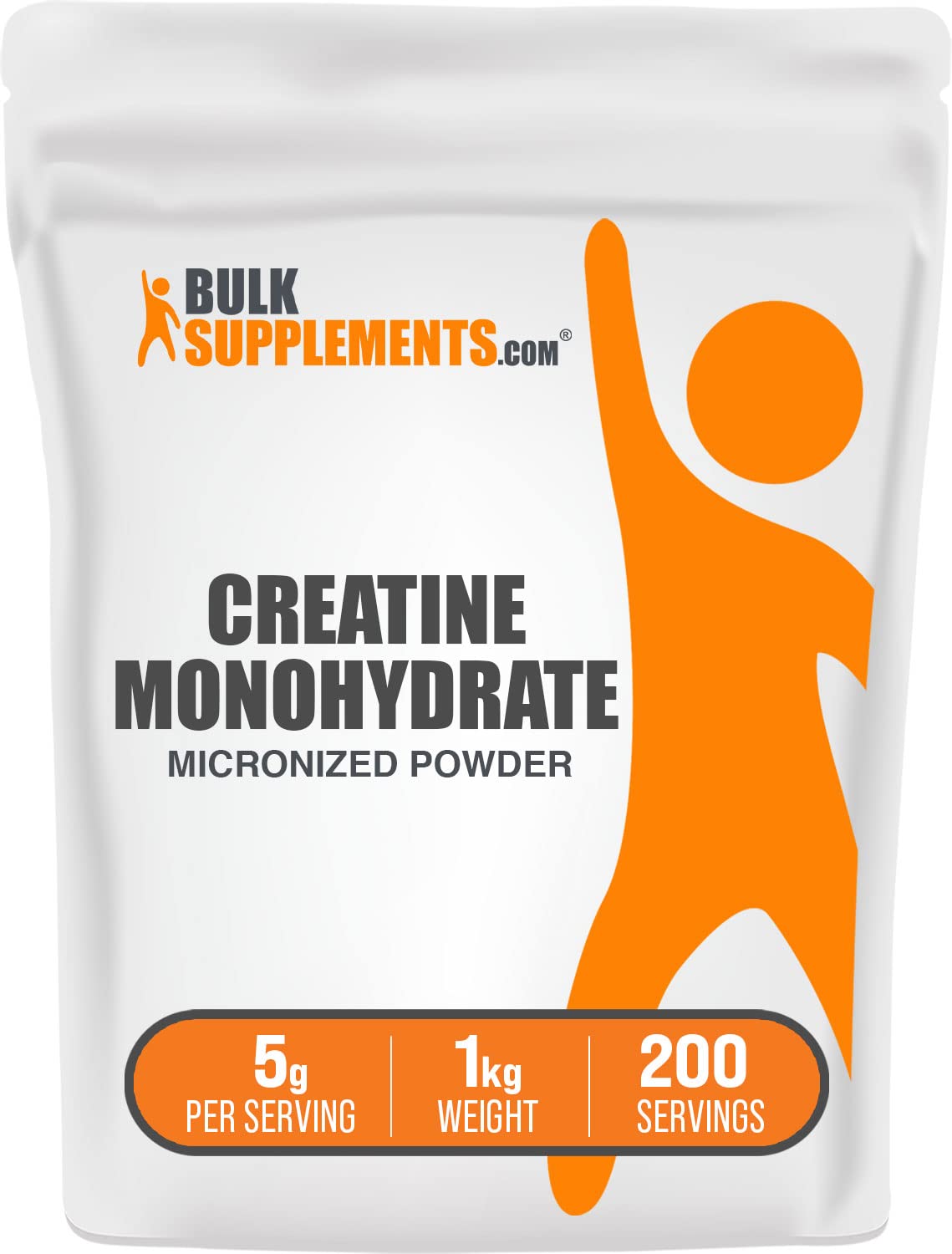 BulkSupplements.com مسحوق الكرياتين أحادي الهيدرات - مسحوق كرياتين ميكروني، بدون نكهة - نقي وخالٍ من الجلوتين، 5 جرام (5000 مجم) لكل جرعة، 1 كجم (2.2 رطل) (عبوة واحدة)