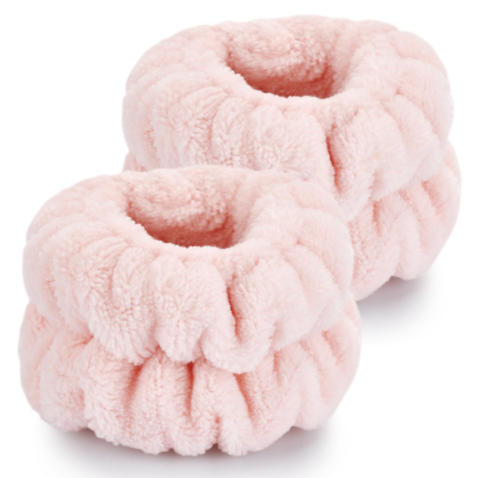 Dorbetar Wrist Bands for Washing Face, Microfiber Wrist Towels for Washing Face, Spa Wristbands for Washing Face, Face Wash Wristbands, Arm Bands for Washing Face for Woman Children（Pale Pink）