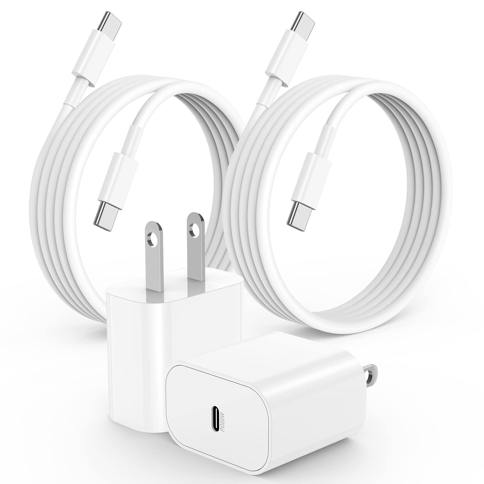 iPhone 15 16 Charger, 20W USB C Fast Charging Block and 6ft Type C to C Cable Cord Long for Apple iPhone 16 Pro Max/15 Plus/15 Pro Max/15/ iPad 12.9/11 inch/4/3 Gen/Wall Plug Power Adapter Cube Brick