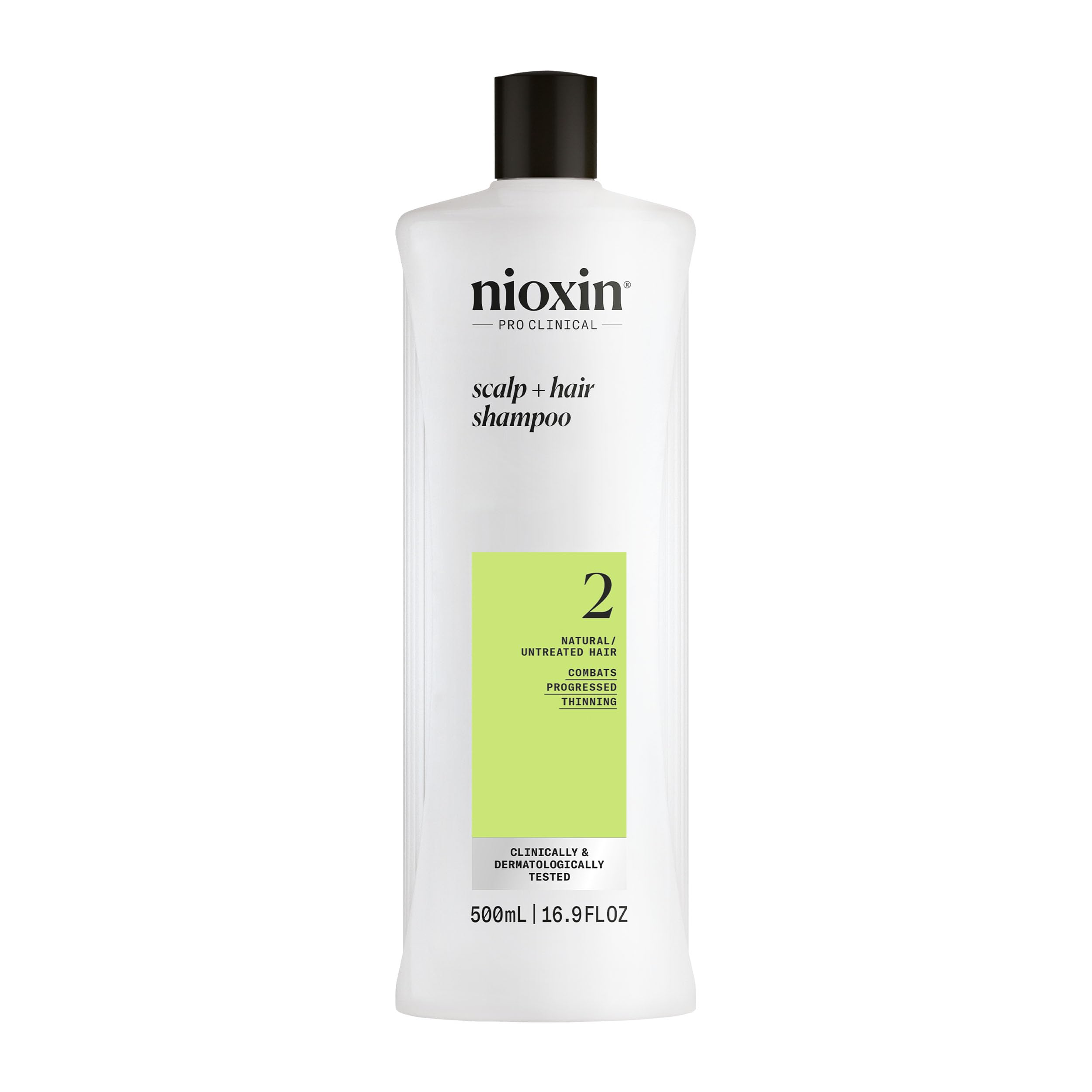 Nioxin Scalp + Hair Thickening System 2 Shampoo, For Natural Hair with Progressed Thinning, 16.9 fl oz (Packaging May Vary)