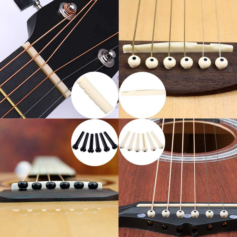 NERECNDENS 66PCS Guitar Accessories Kit, Acoustic Changing Tool, Including Guitar Acoustic Strings, Picks, Capo, String Winder&Cutter, Tuner, Bones, for Players and Beginners