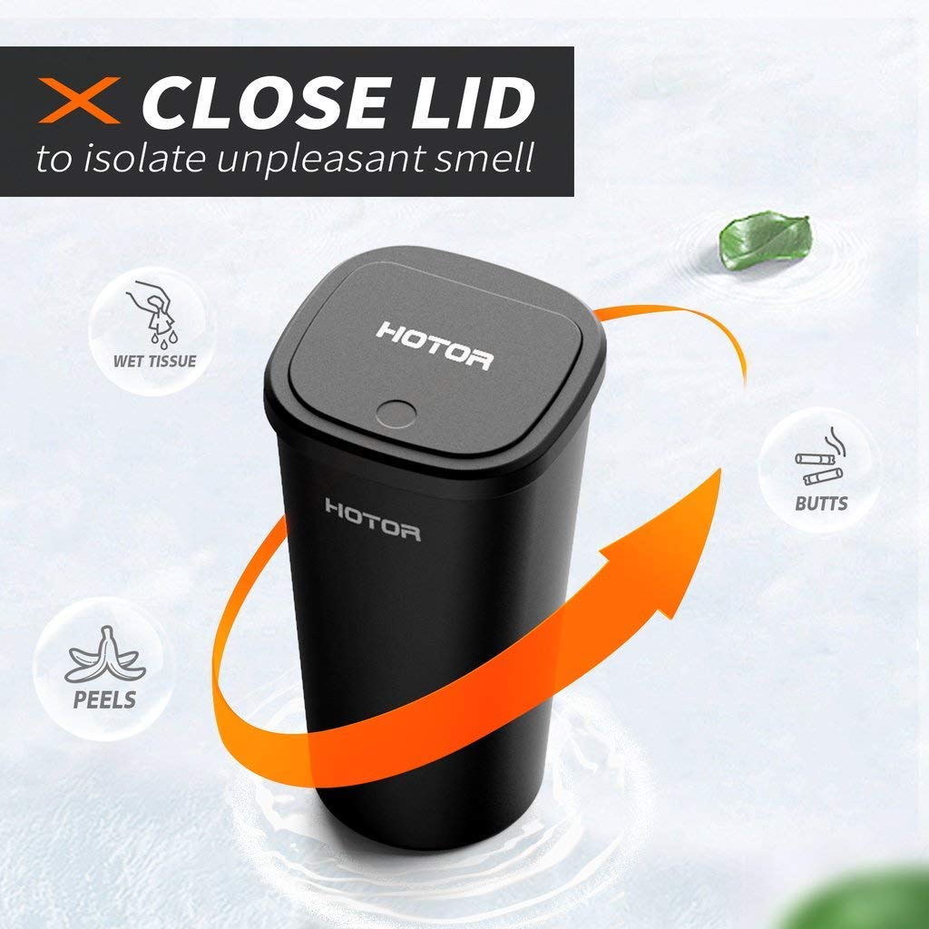 HOTOR Car Trash Can, Trash Cup with 30 Additional Trash Bags for Exclusive Using, Multipurpose for Office & Home to Meet Various Needs - 2 Packs, Black