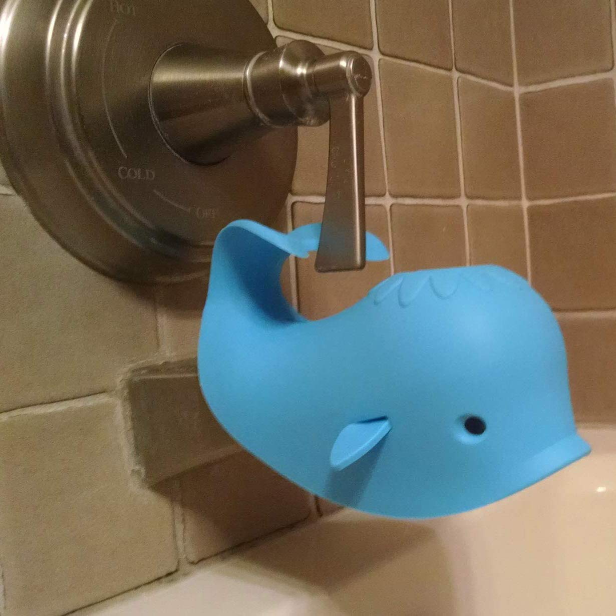 Bath Spout Cover for Bathtub - Protects Baby from Bumping Head During Bathing Time Baby Faucet Cover Universal Faucet Protective Cover Whale Design（Blue）