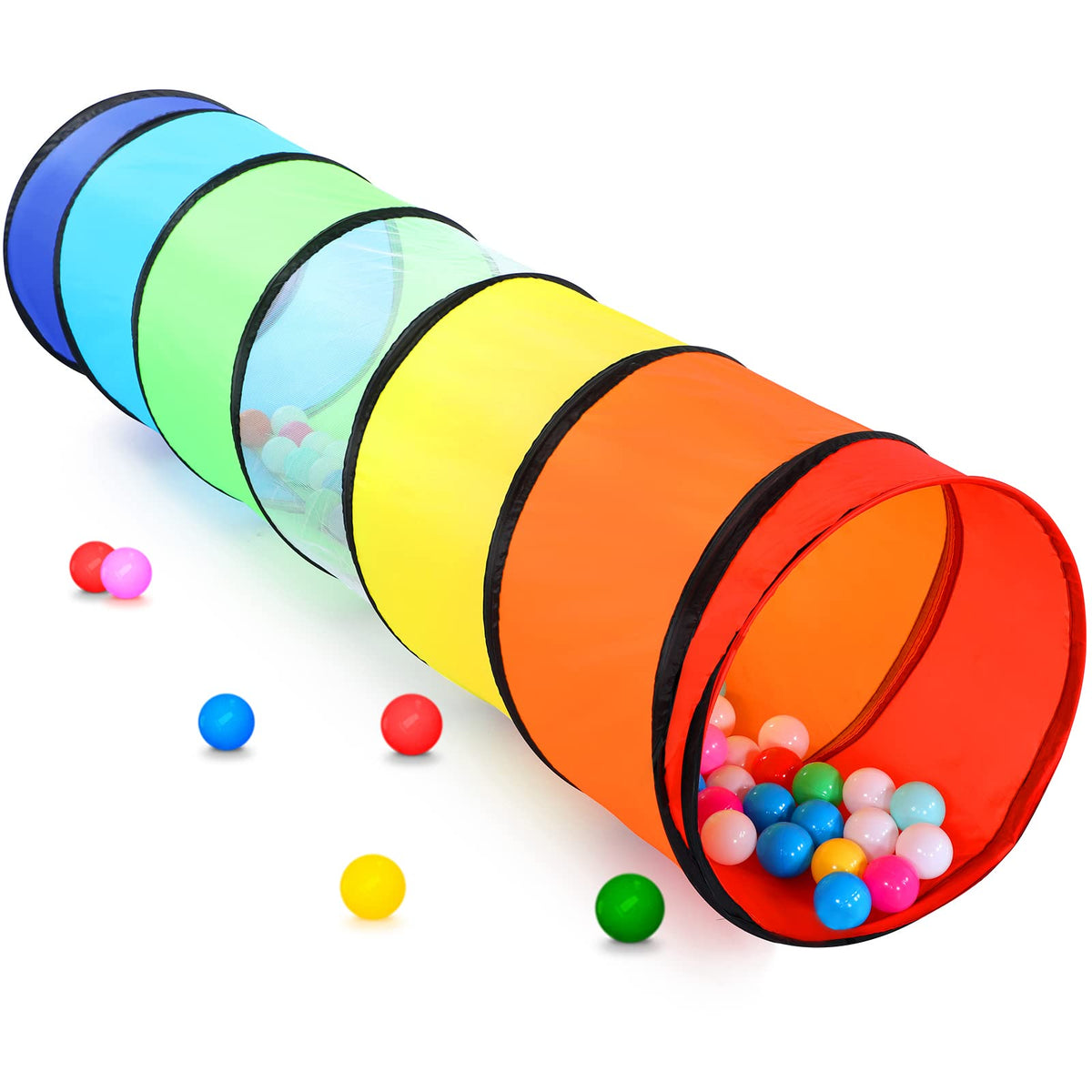 Kinder Spieltunnel Zelt für Kleinkinder, Buntes Pop-up-Krabbeltunnel Spielzeug für Babys oder Haustiere mit atmungsaktivem Netz, Zusammenklappbares Geschenk für Jungen und Mädchen Spieltunnel für drinnen und draußen