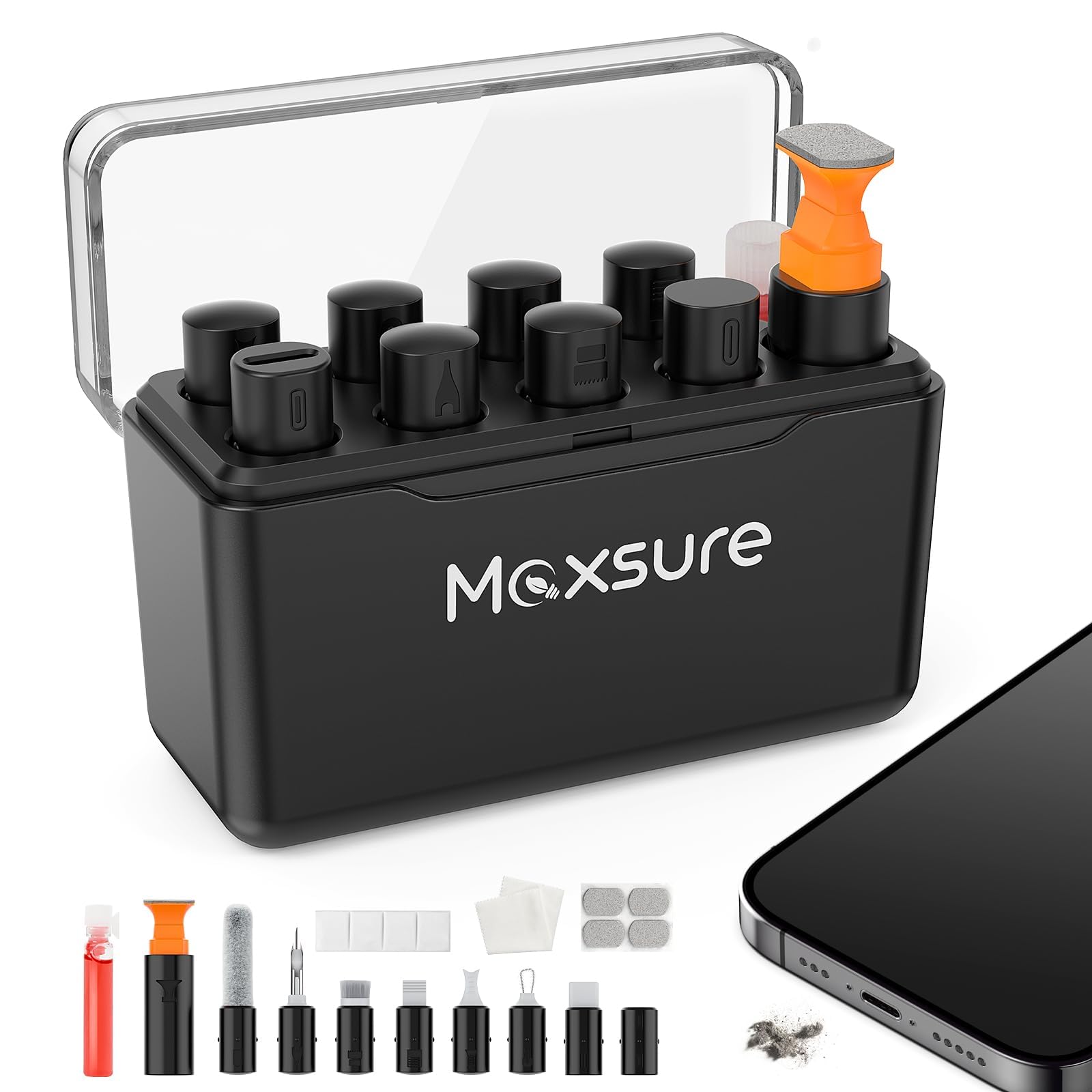 Phone Cleaning Kit for iPhone Cleaner,12 in 1 Port Cleaner Repair & Restore Tool for AirPod iPhone 16 15 14 Pro Max iPad Samsung etc,Phone Cleaning kit for Lightning and USB C Charging Port, Cables
