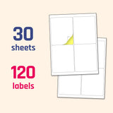 30 Sheets, Printable White Sticker Paper, Laser/Inkjet Printing - Matte, Letter Size (8.5" x 11")