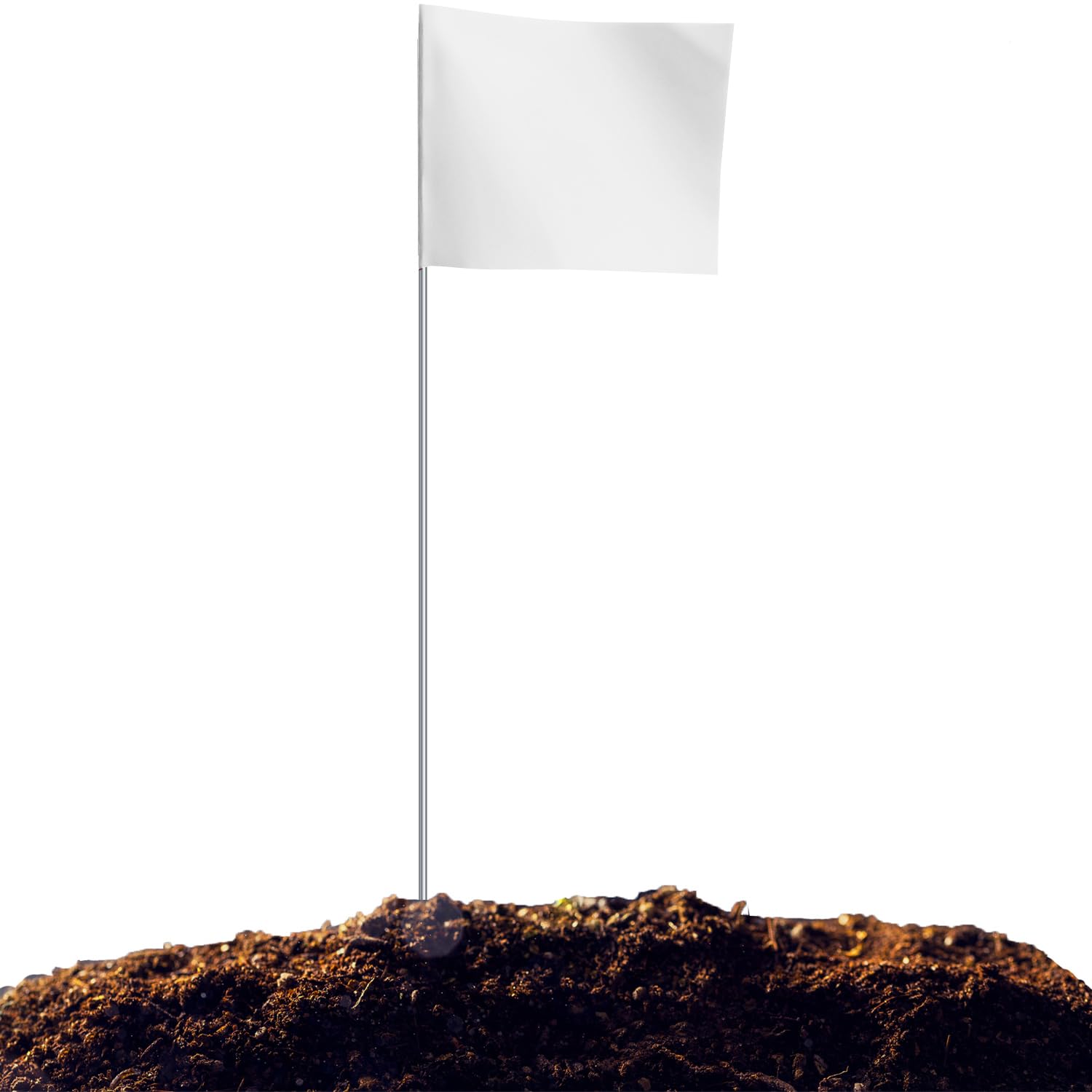 Zozen 50Pack White Marking Flags, Writable | 15x4x5 Inch, Yard Flags for Lawn & Irrigation & Landscape & Sprinkler & Survey & Dog Training.