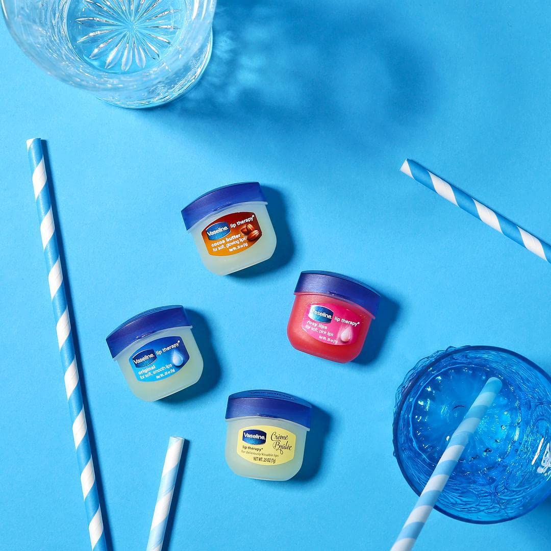 Vaseline Lip Therapy Original 4-Pack – Moisturizing Lip Balm for Very Dry Lips in Mini Jars, 0.25 Oz Ea