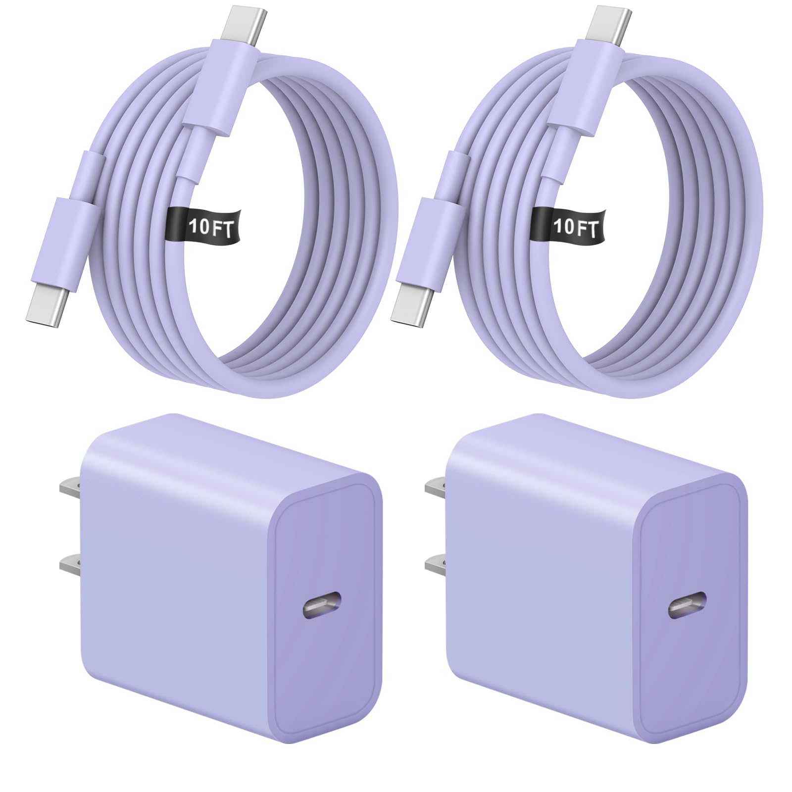 10 FT iPhone 16 15 Charger Fast Charging USB C Charger Block Type C Chagrer Fast Charging 2-Pack for iPhone 16/16 Plus/16 Pro/16 Pro Max/iPhone 15/15 Pro Max/Samsung