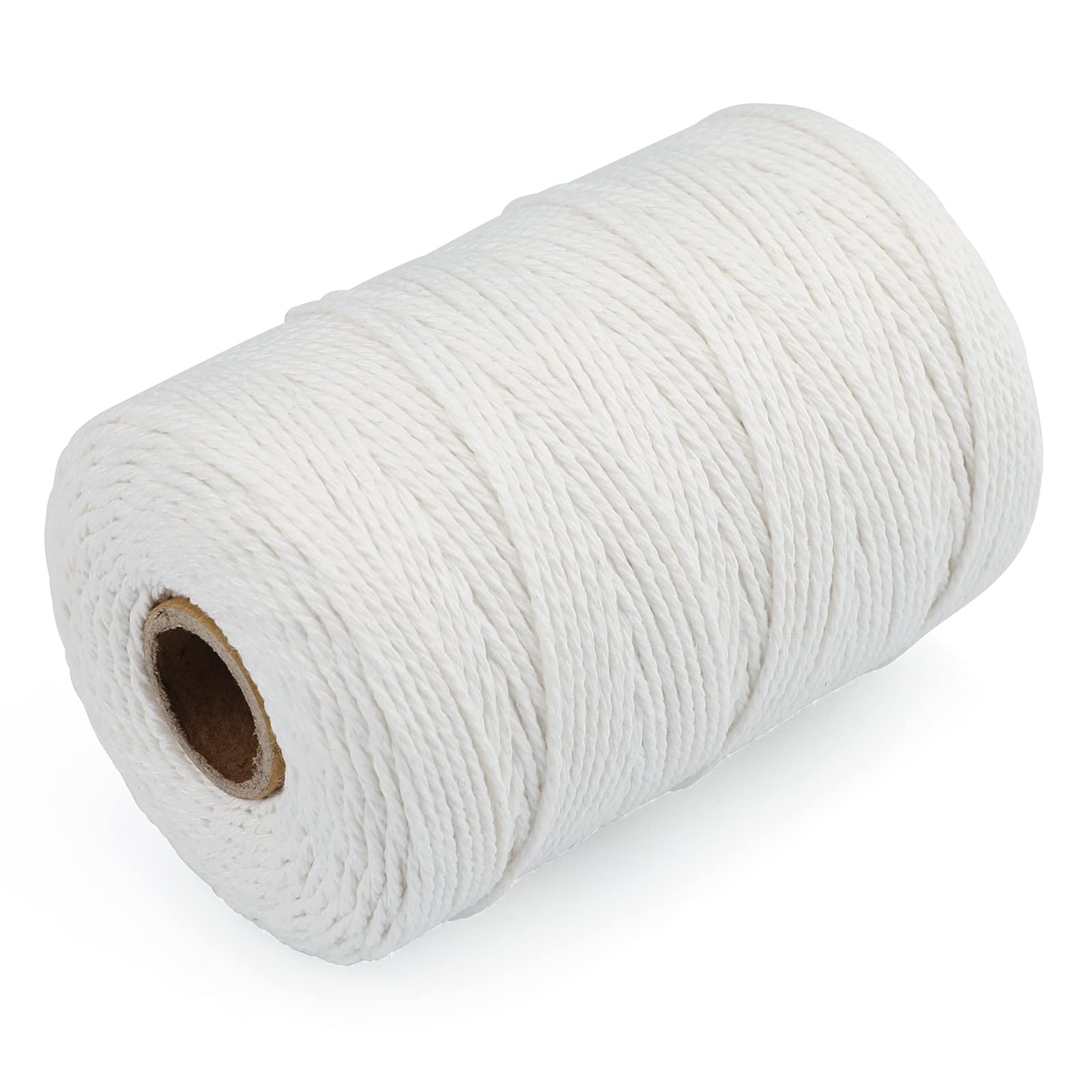 G2PLUS White String,2MM White Cotton String,656Feet Cotton Bakers Twine String for DIY Art&Crafts,Gift Wrapping,Gardening,Macrame,Meat and Roasting(200M/218Yard,12Ply White Twine String)