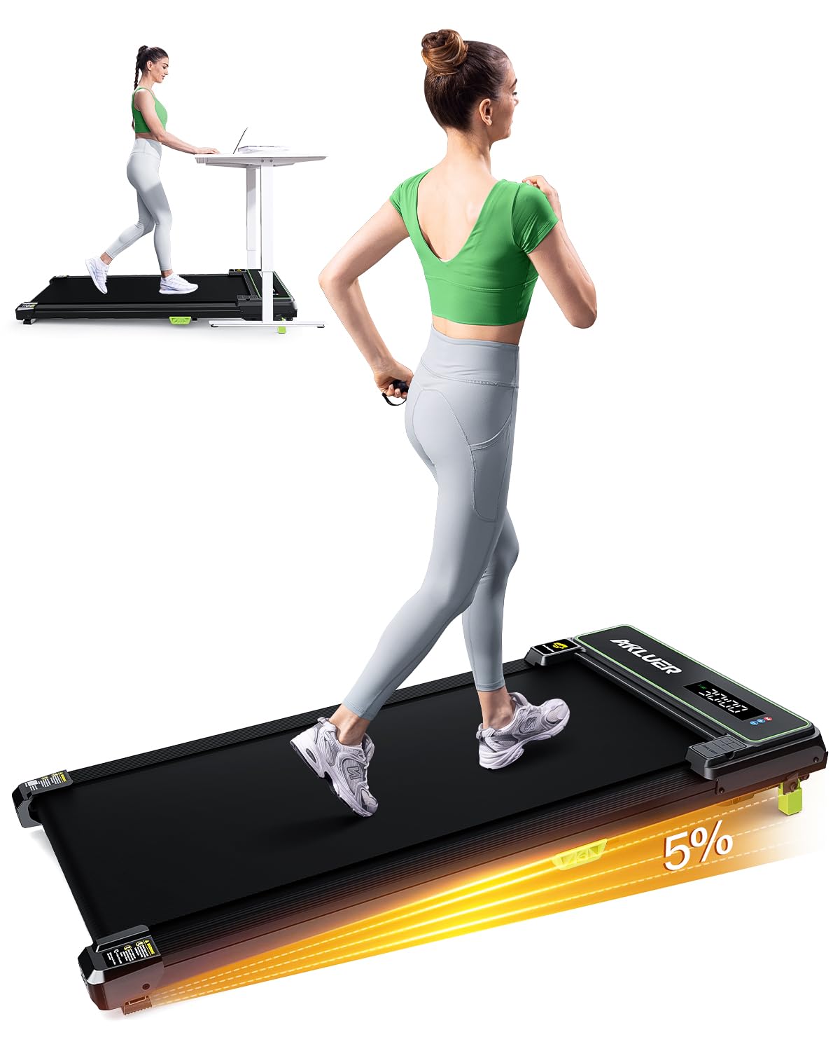 Walking Pad with Incline, Under Desk Treadmill for Home, 2.5HP Portable Treadmills with Remote Control, 4 in 1 Incline Treadmill with LED Display