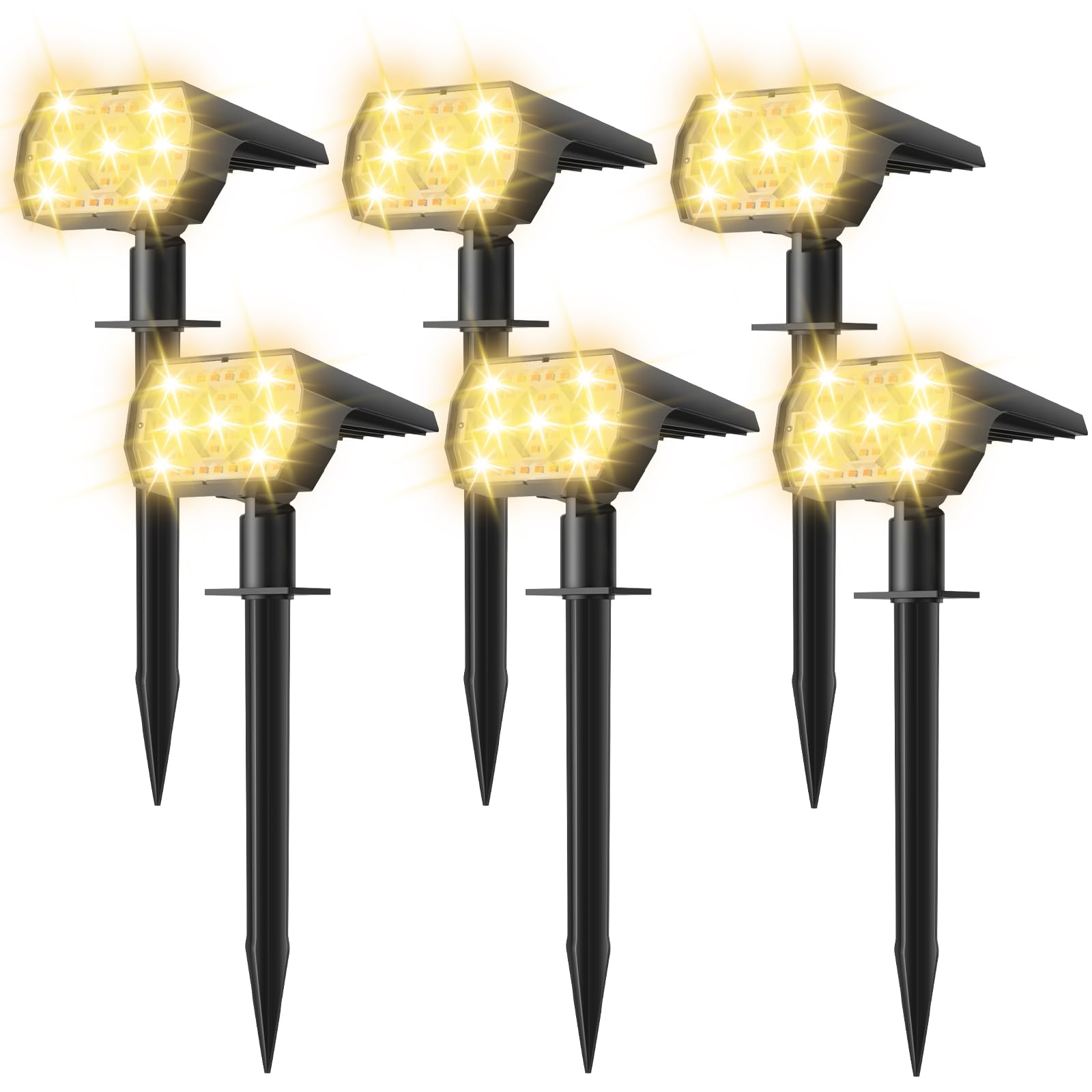 Kaxiida Solar Lights OutdoorÃ¯Â¼ÂIP68 Waterproof Solar Lights, 6 Pack 56 LED 3 Lighting Modes, Solar Garden & Patio Outdoor Landscape Lights, (Warm White)