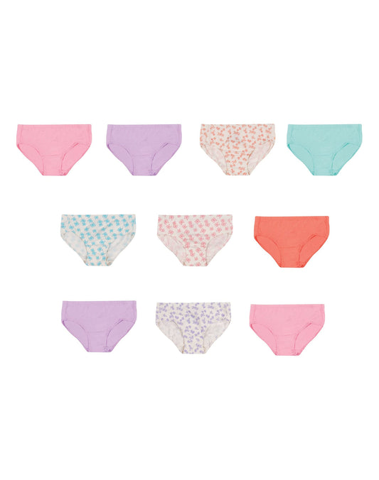 Hanes baby girls Toddler 10-pack Pure Comfort Underwear, Available in and Hipster Briefs, Brief Assorted - 10 Pack, 2 3 US