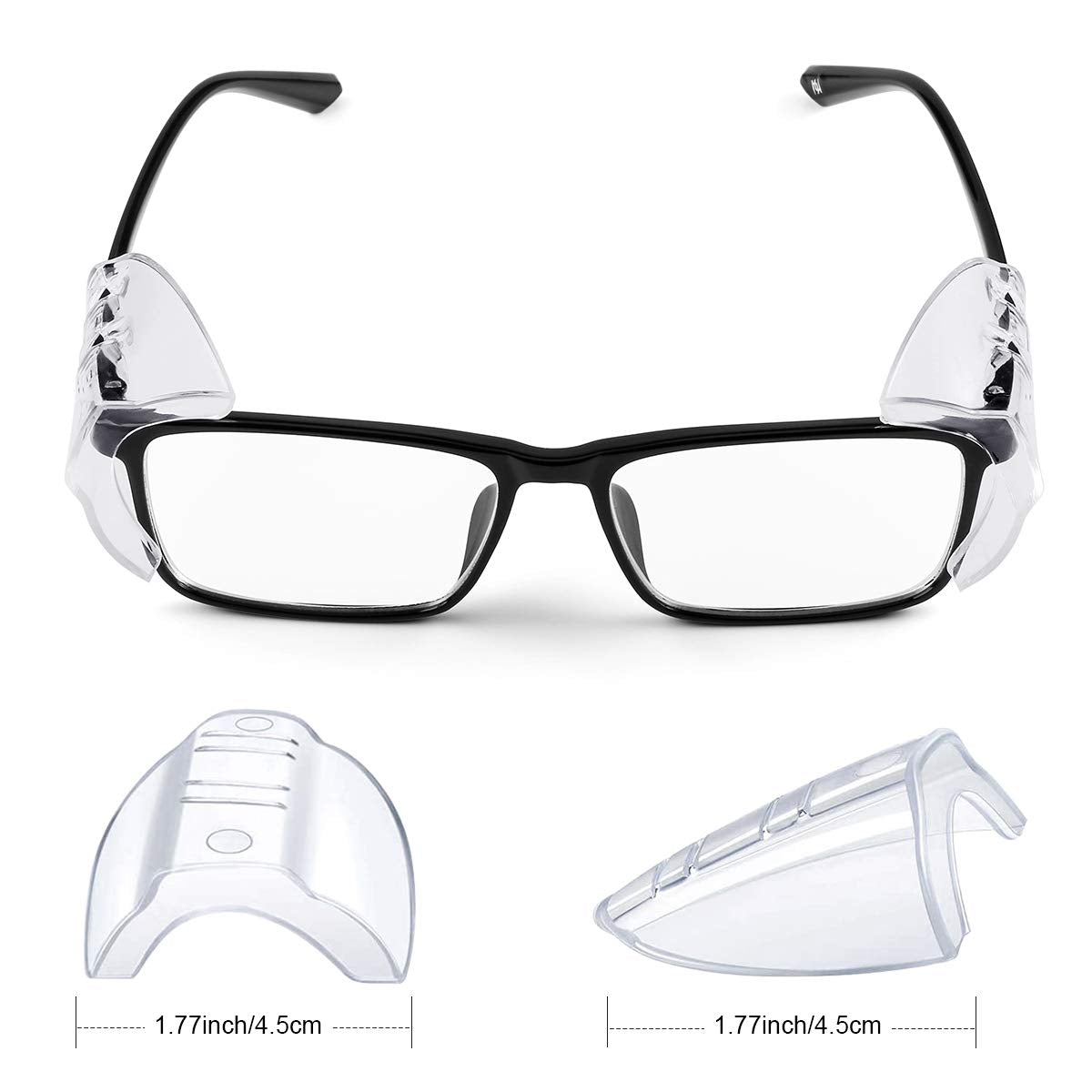 MELASA 2 Pairs Side Shields for Prescription Glasses, Safety Glasses Eye Protection, Slip on Fits Most Small to Large Eyeglasses