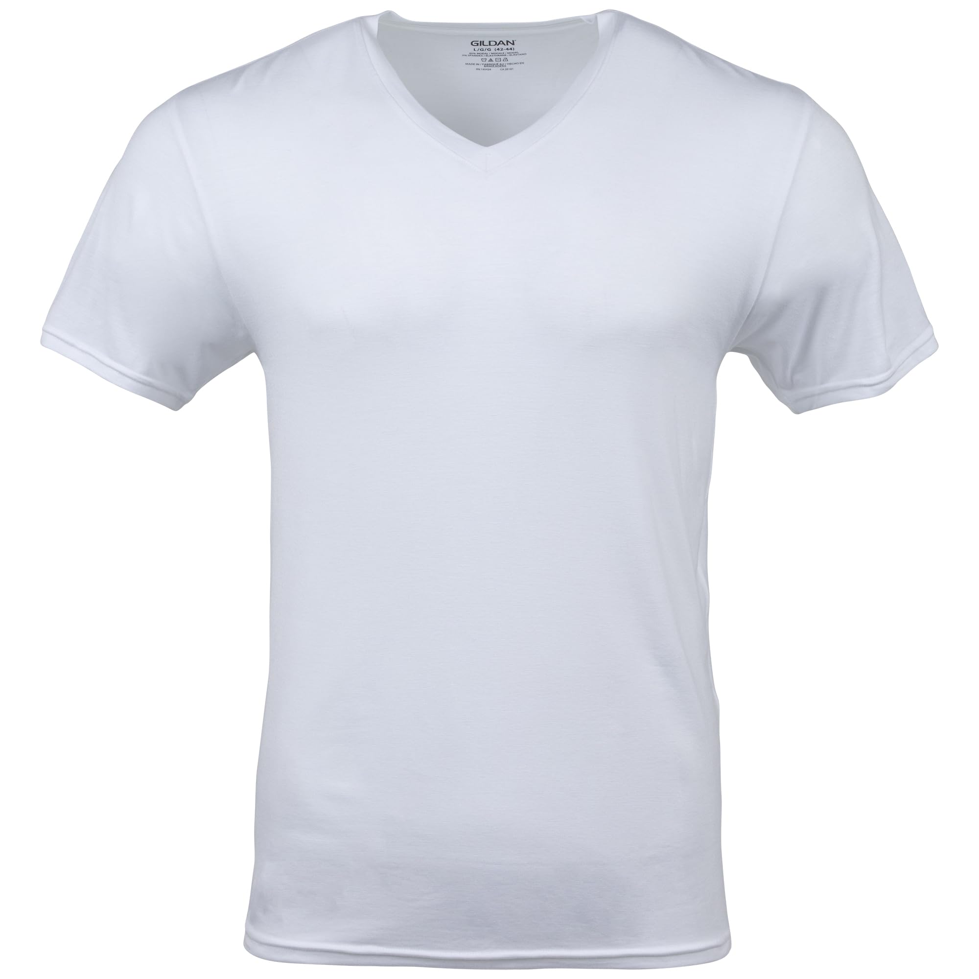 Gildan Men's V-Neck T-Shirts, Multipack, Style G1103, White (6-Pack), Large